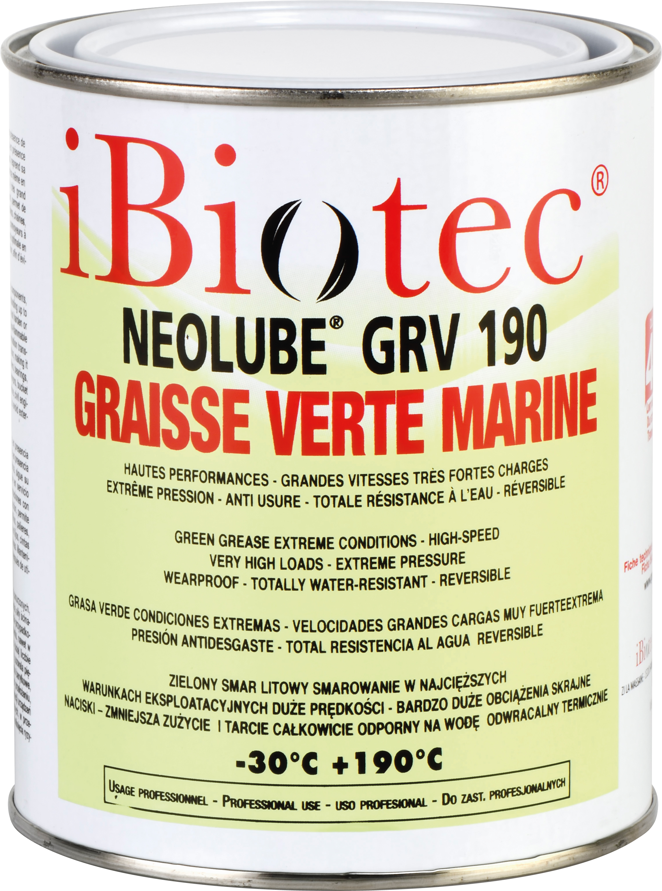 GROEN MARIEN VET SUPER TECH. Extreme druk Anti-slijtage Anti-corrosie. Sterk hechtend, bestand tegen centrifugatie, ook aan zeer hoge snelheid. SMERING ONDER WATER. Conform de specificaties STM 7420 B – GAI, MAN 2232/79     MIL G 24139     NATO G 460. Volledig bestand tegen zoutwaterspatten. Bestand tegen schuifkrachteffecten, trillingen en herhaalde schokken. Niet ontvlambaar Omkeerbaar. groen marien vet voor smering onder water of zeewaterspatten. extreme druk. anti-slijtage. hechtend. groen marien vet, marien vet, lithiumvet, multifunctioneel lithiumvet, multifunctioneel vet, spuitbus vet, multifunctionele spray, multifunctioneel vet in spuitbus, vet hoge snelheid, technisch vet, industrieel vet, hechtend vet, speciaal marien vet. leverancier technische vetten. leveranciers industriële vetten. leveranciers industriële smeermiddelen. fabrikanten technische vetten. fabrikanten industriële vetten. fabrikanten industriële smeermiddelen. Marien vet spuitbus. Marien vet patroon. Spuitbussen voor techniek. Spuitbussen voor onderhoud. Leveranciers van spuitbussen. Fabrikanten van spuitbussen. Marien vet NATO G 460. Marien vet GAI vet voor koppelingen onder water. Industrieel onderhoudsproduct